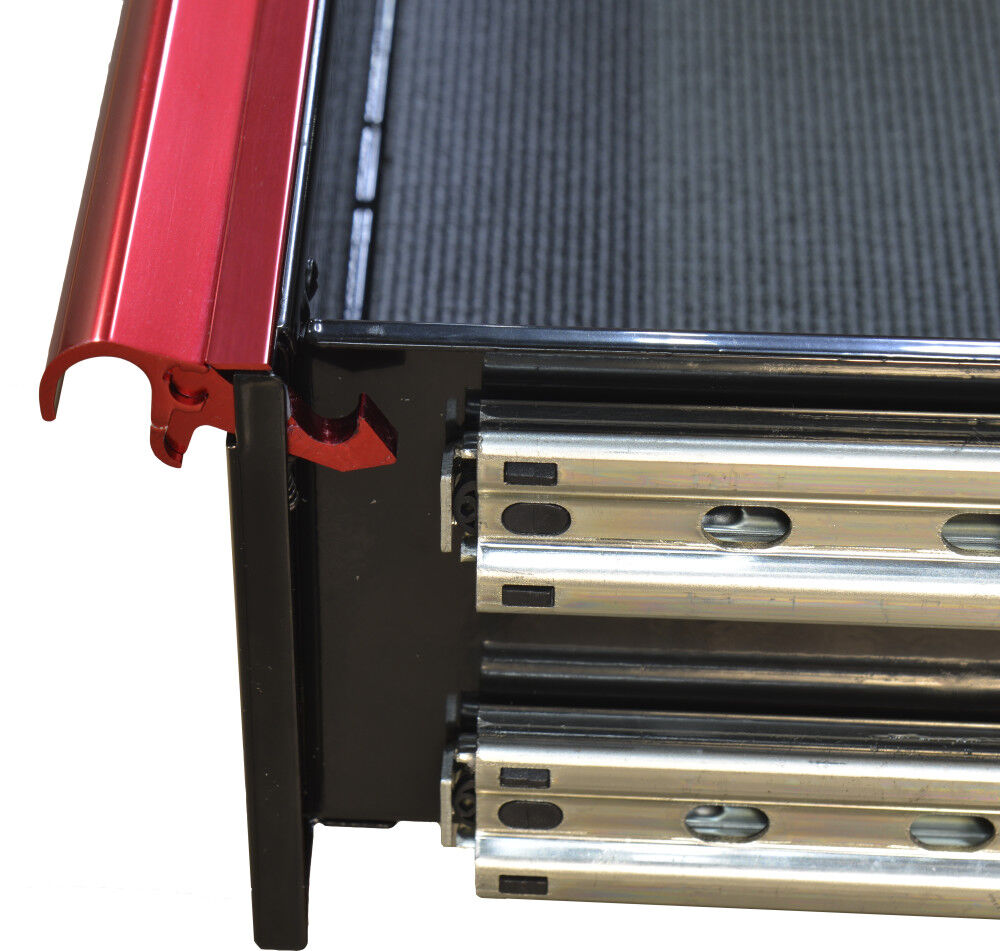 Extreme Tools EXQ Series 55 Inch W x 30 Inch D 11 Drawer Professional Roller Cabinet 300 lbs Slides Black with Red EX Quick Release Drawer Pulls and Trim, large image number 2