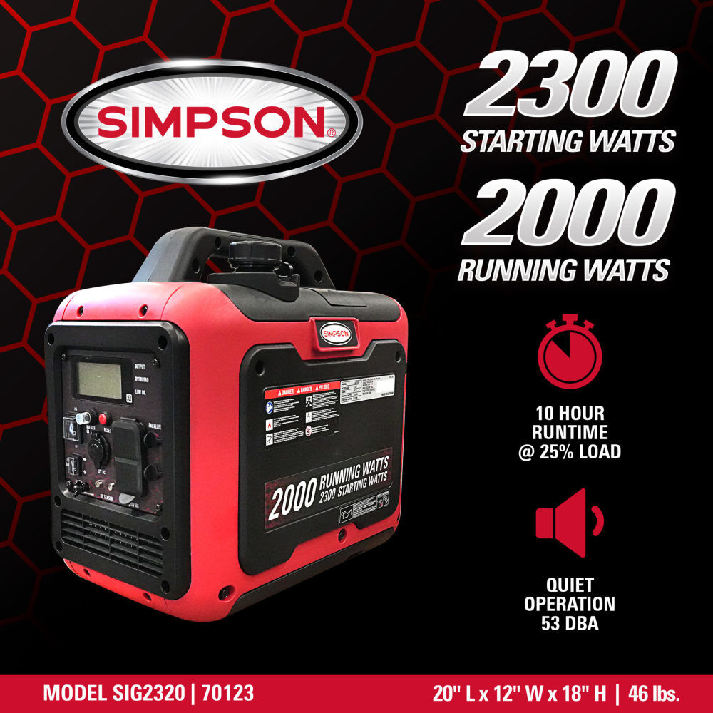 Simpson SIG2320 2300 Watt Gas Powered Inverter Generator, large image number 2