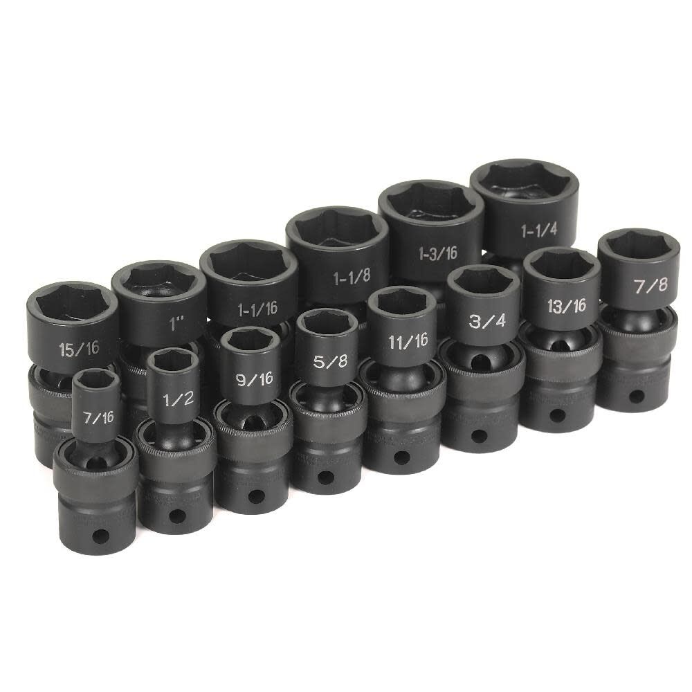 Grey Pneumatic 1/2in Drive 14 Pc. Standard Length Fractional Universal Set, large image number 1