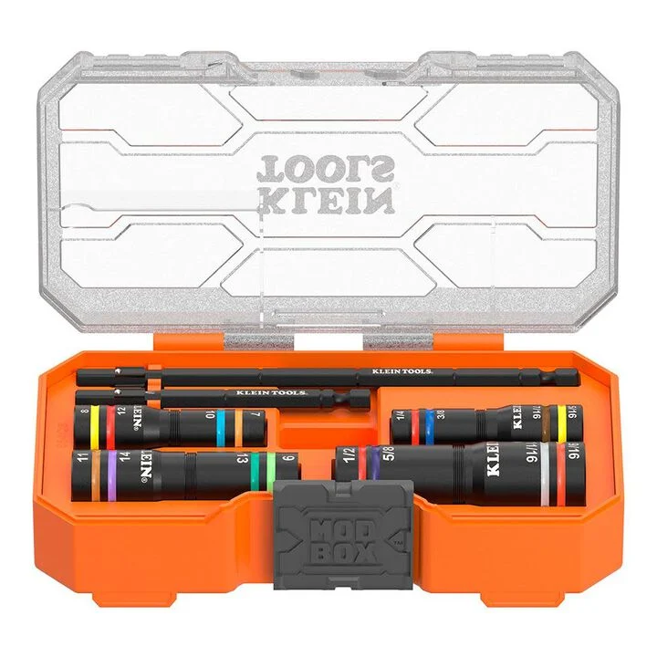 Klein Tools KNECT Quad-16 Heavy-Duty Impact Flip Sockets, SAE and Metric, 6-Pieces