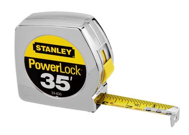 Stanley 35Ft x 1In Chrome Case PowerLock Classic Tape Measure, large image number 0