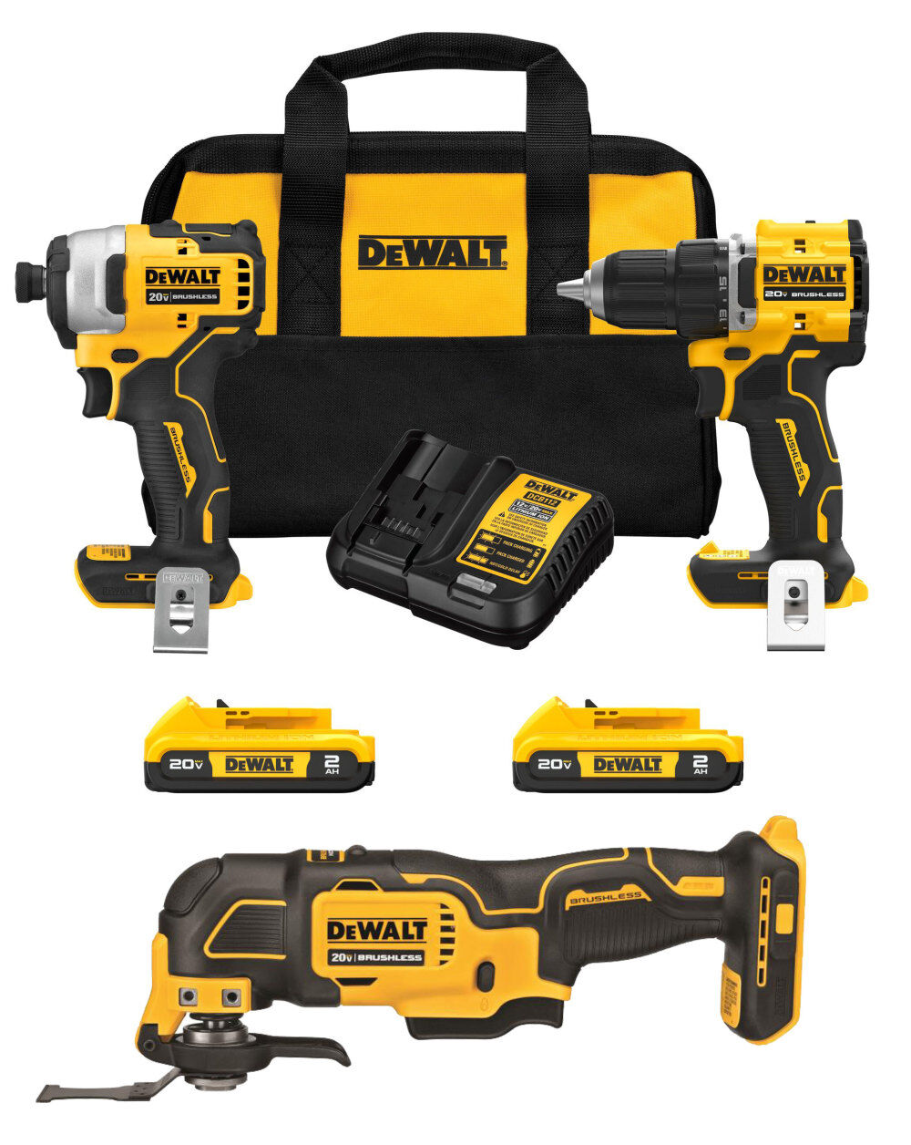 DEWALT ATOMIC 20V MAX Brushless 3-Tool Combo Kit Bundle DCK225D2