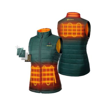 ORORO Womens Green & Gold Classic Heated Vest Kit Large