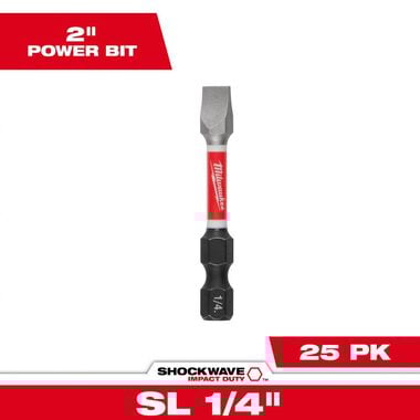 Milwaukee SHOCKWAVE 2inch Impact Slotted 1/4inch Power Bit