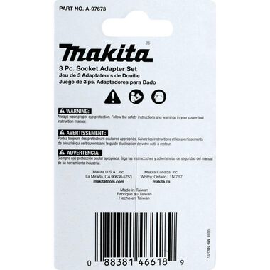 Makita Impact X 3 Pc. 2 Socket Adapter Set, large image number 2