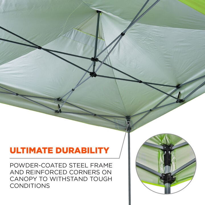 Ergodyne 10 Ft x 10 Ft Enclosed Pop-Up Tent Kit Hi-Vis Green, large image number 6