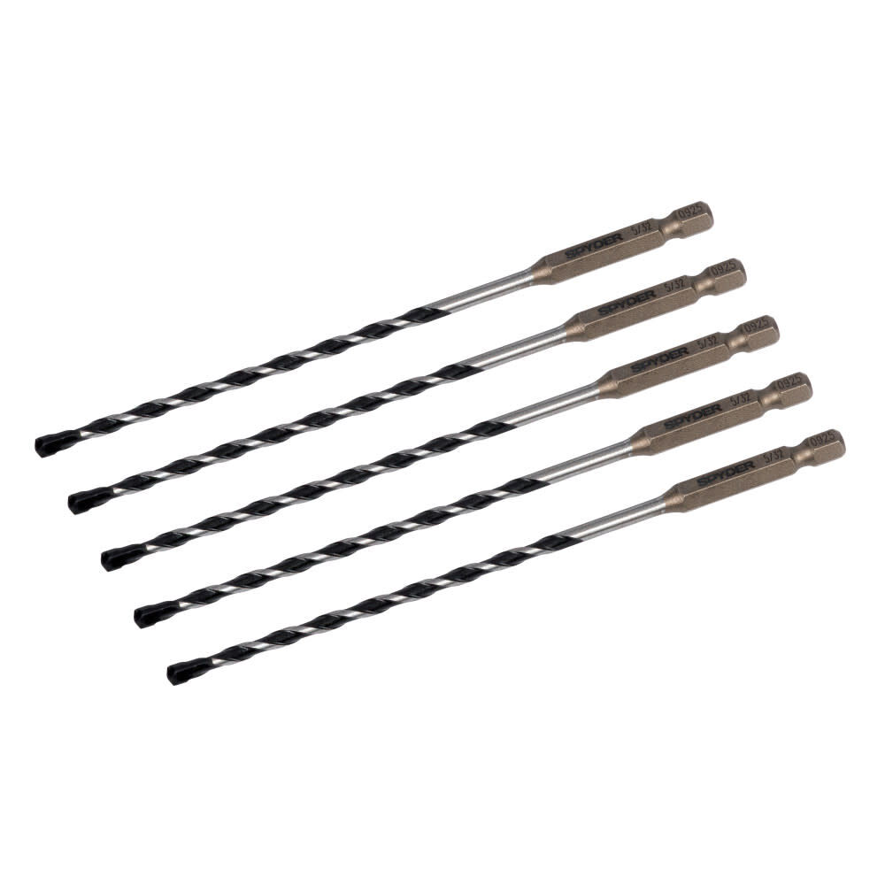 Spyder 5/32 Inch x 6 Inch Impact Shank Hammer Drill Bit, 5 Pieces - 950061