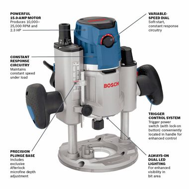 Bosch 2.3 HP Electronic Plunge-Base Router, large image number 2