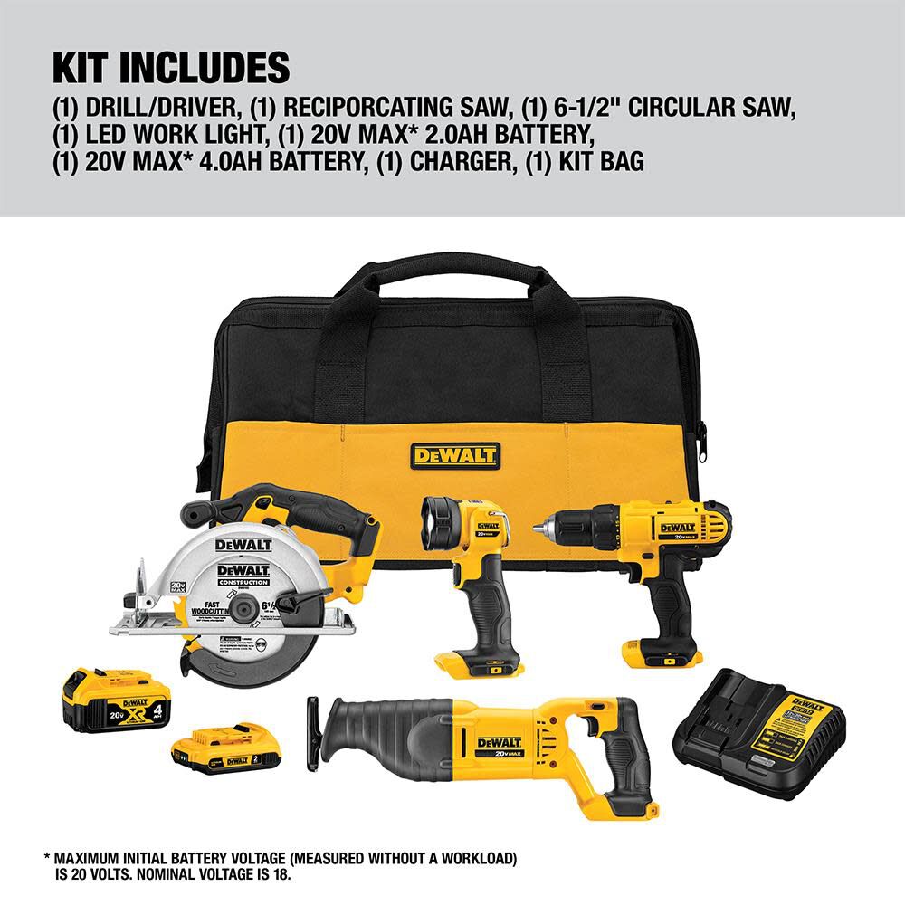 Dewalt 4 top tool combo kit