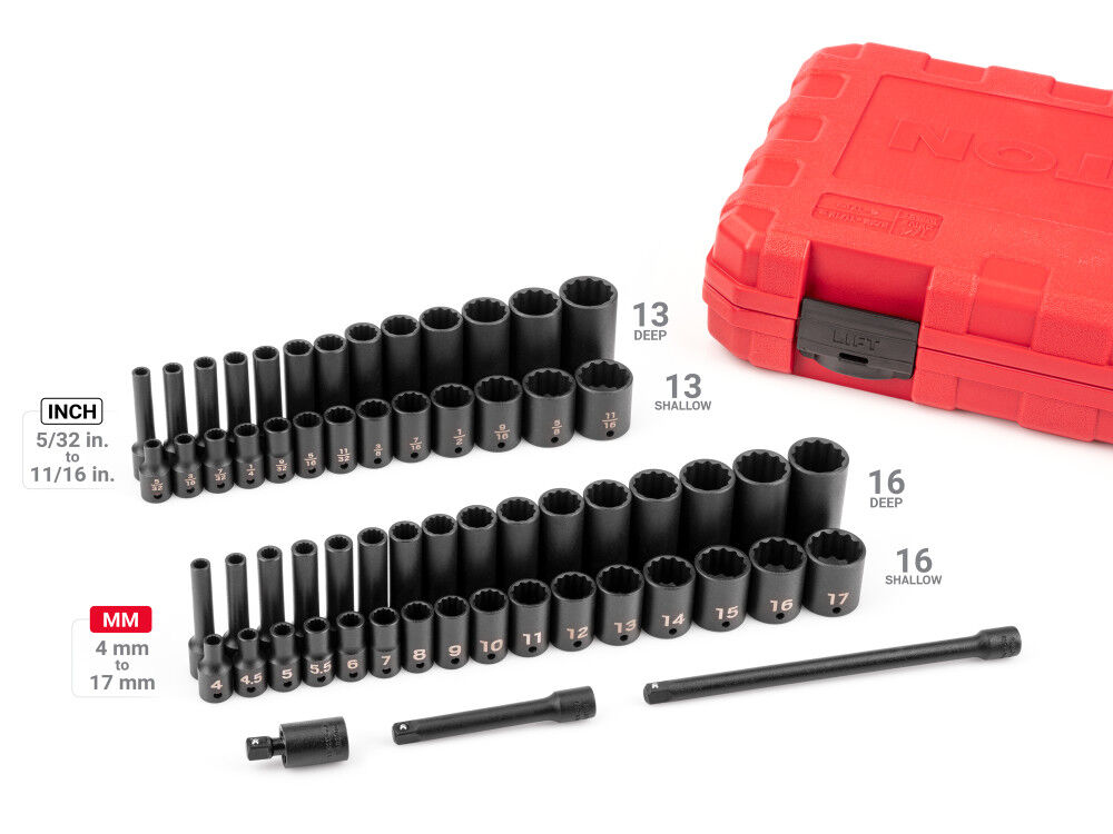 Tekton 1/4 Inch 12 Point Impact Socket Set, 61 Pieces (5/32-11/16 in, 4-17 mm), large image number 5