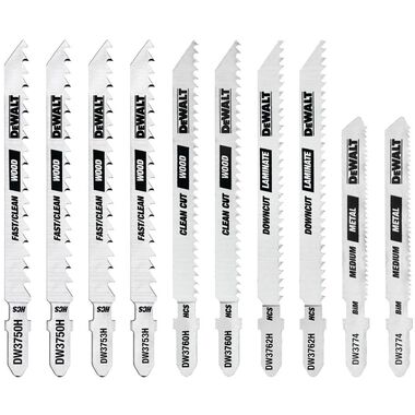 DEWALT 10-Piece T-shank Jig Saw Blade Set with Case