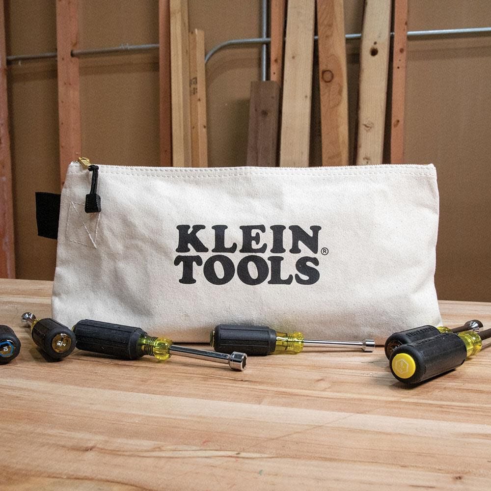 Klein Tools Zipper Bag, Extra-Long Canvas Tool Pouch, 16 Inch, Natural, large image number 12