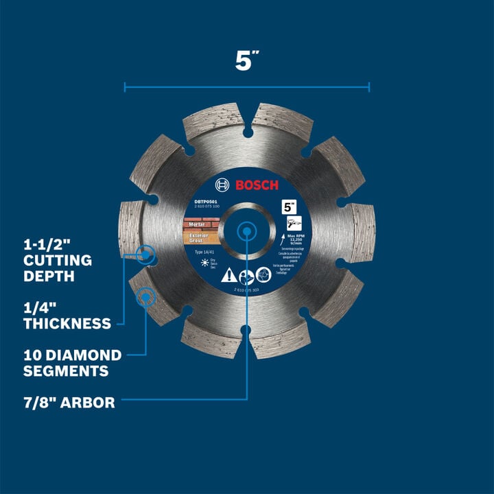 Bosch 5 Inch Premium Segmented Tuckpointing Blade, large image number 1