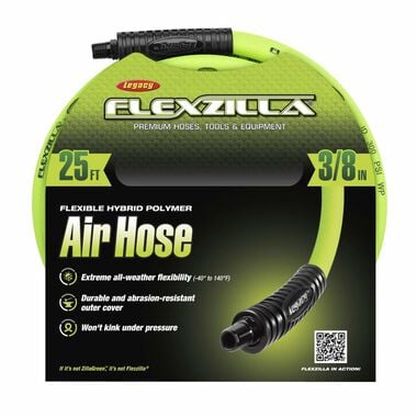 Flexzilla Air Hose 3/8in x 25' ZillaGreen with 1/4in MNPT ends, large image number 1