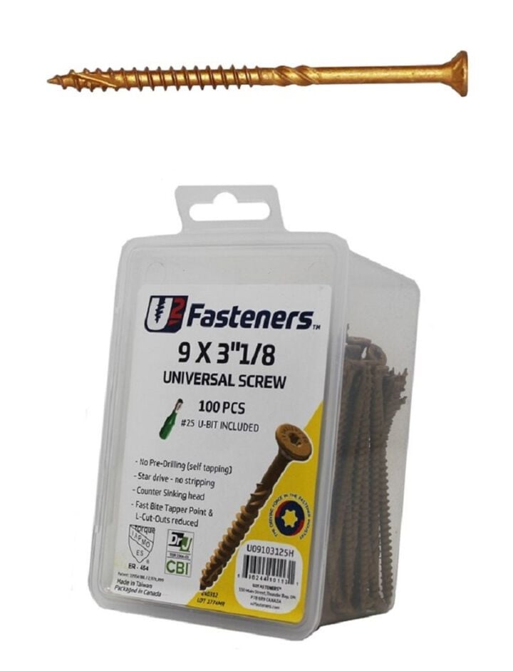 U2 Fasteners Universal Screw #9 X 3 1/8in 100pk, large image number 0