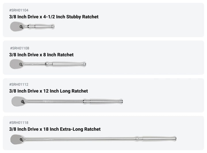 Tekton 1/4, 3/8, 1/2 Inch Drive Ratchet and Breaker Bar Set, 15 Pieces, large image number 2