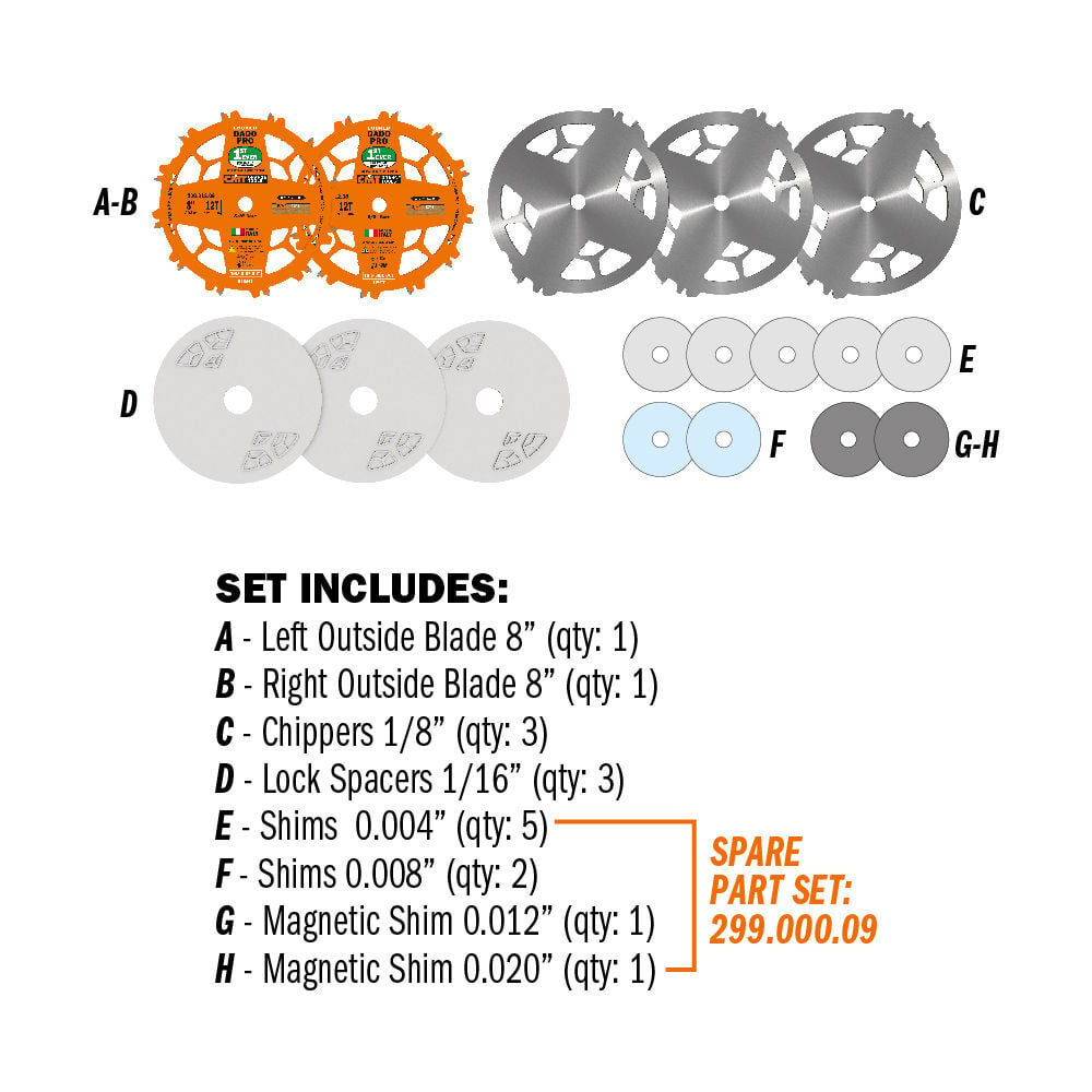CMT 8in 12T Wood Locked Dado Pro Blade Set, large image number 5