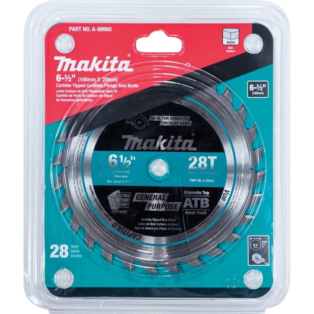 Makita 6-1/2in 28T Carbide-Tipped Cordless Plunge Saw Blade, large image number 2