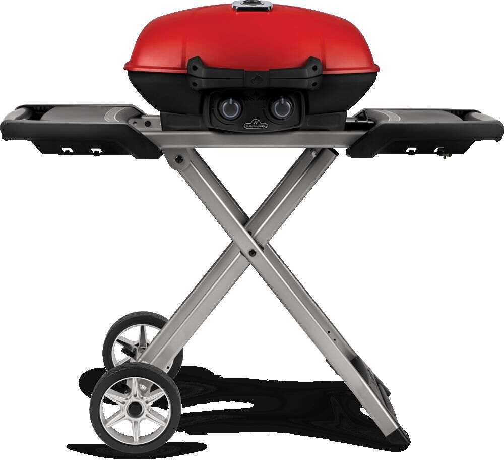 Napoleon TravelQ 285X Portable Propane Gas Grill and Scissor Cart with Griddle Red, large image number 8