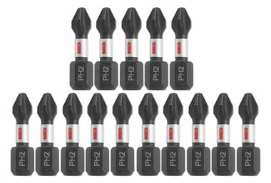 Bosch Impact Tough 1 Inch Phillips #2 Insert Bits 15 Piece