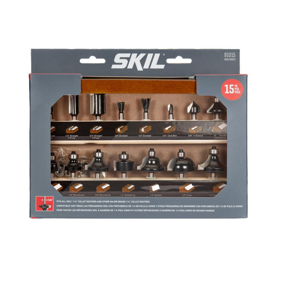 SKIL Router Bit Set with Instruction 15pc 91015 Acme Tools