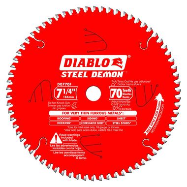 Diablo Tools 7-1/4in x 70 Tooth Steel Demon Metal Cutting Saw Blade, large image number 0