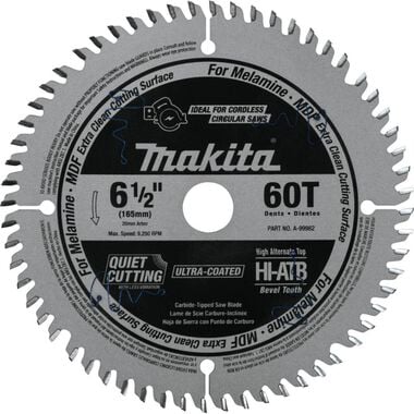 Makita 6-1/2in 60T (ATB) Carbide-Tipped Cordless Plunge Saw Blade, large image number 0