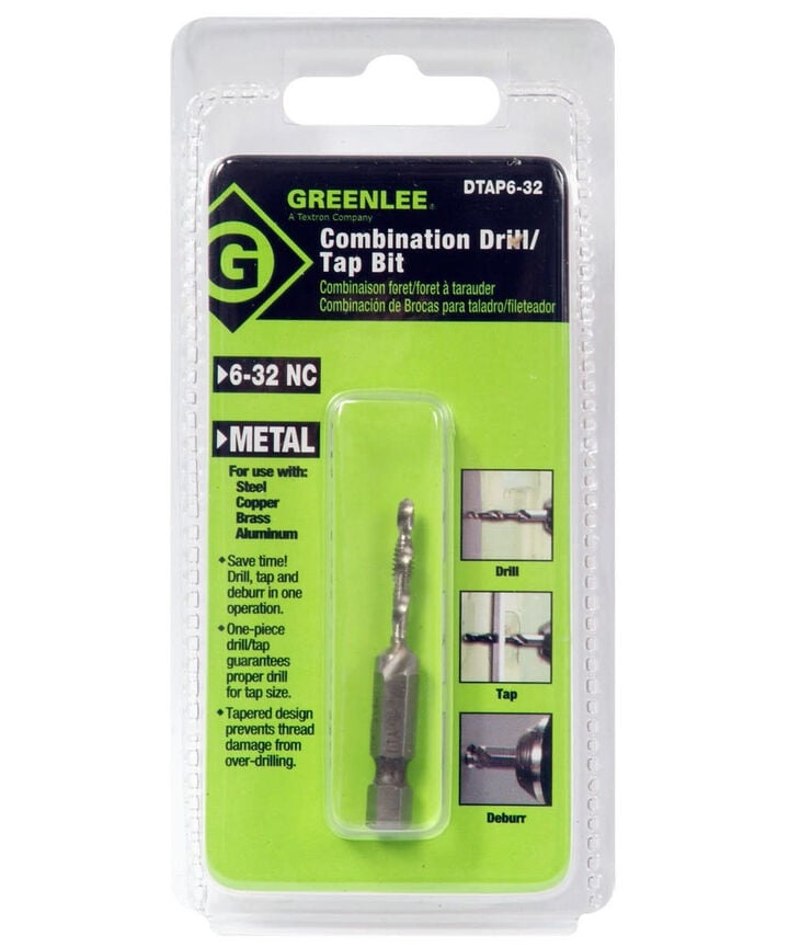 Greenlee #6-32 UNC 32 TPI High Speed Steel Drill Tap Bit, large image number 1