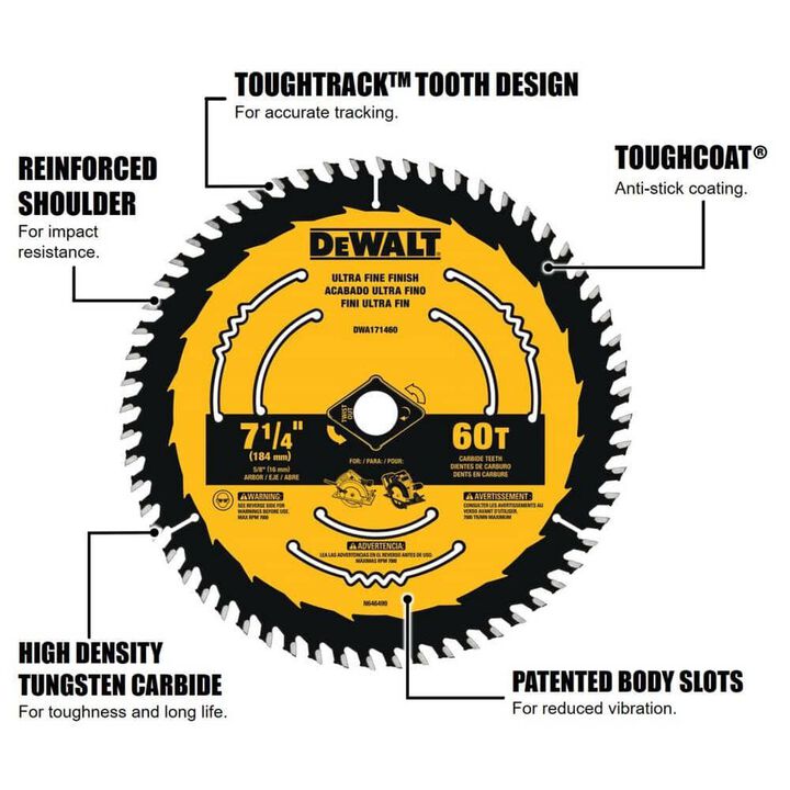 DEWALT 7 1/4 Inch 60T Pack of 10 Circular Saw Blades, large image number 3