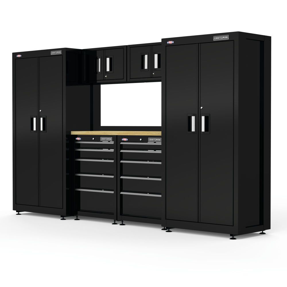 CRAFTSMAN 126 Inch Wide Welded Metal Storage Suite With Drawer Storage, 7 Piece – CMST98243BK