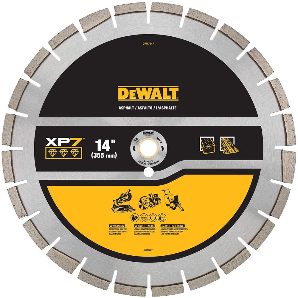 DEWALT XP7 Asphalt 14 Inch Segmented Rim Diamond Blade for Quick Cuts in Abrasive Materials – DW47447