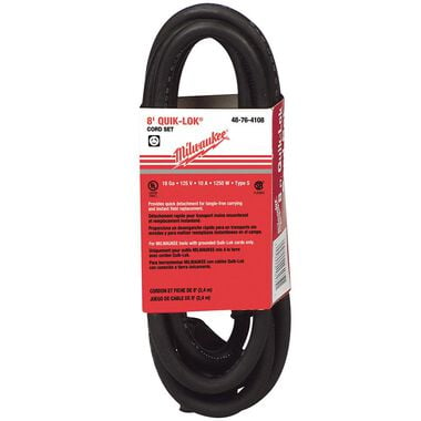 Milwaukee 8 ft. 3-Wire QUIK-LOK with Twist Style Plug Cord, large image number 0
