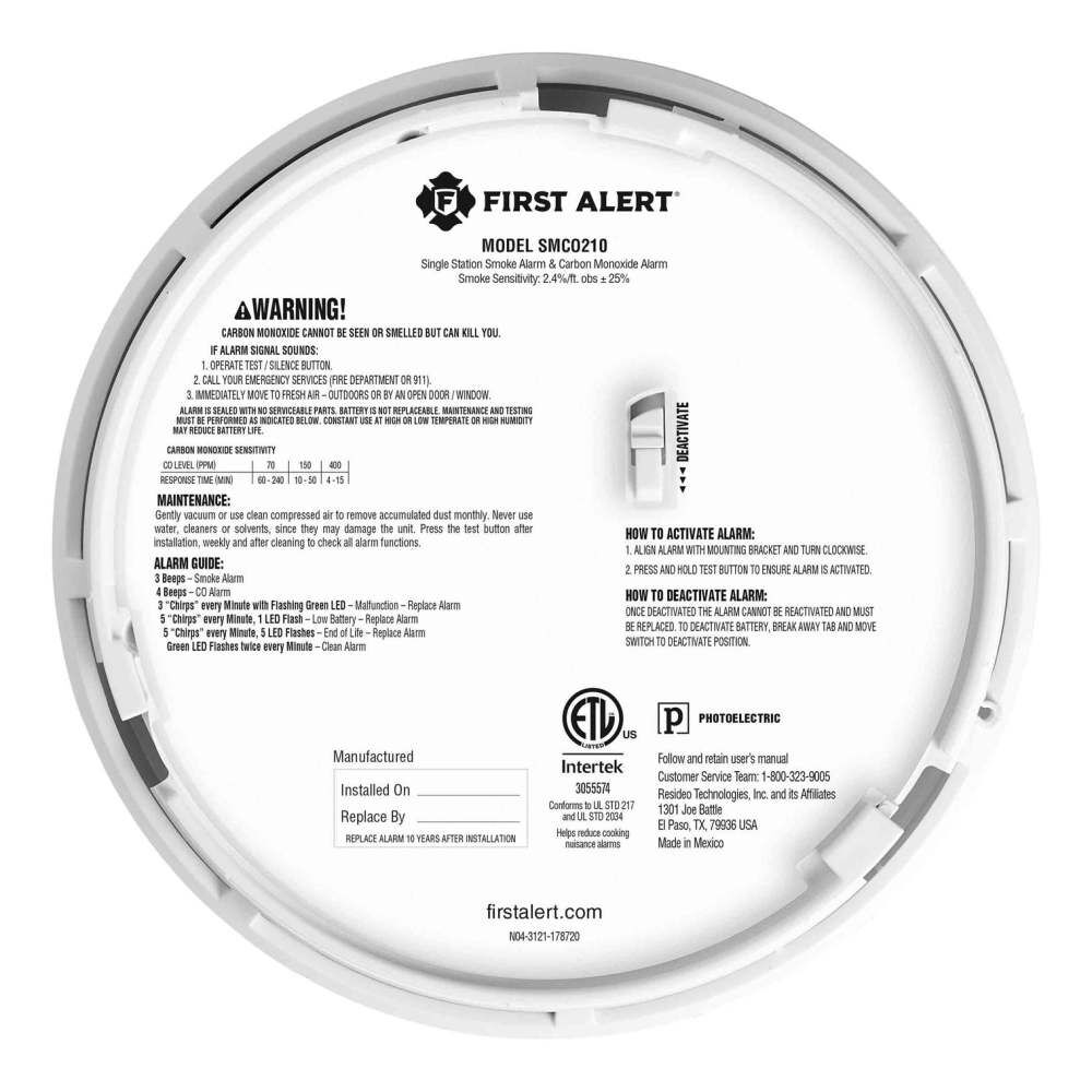First Alert SMCO210 Battery 2-in-1 Smoke & CO Alarm with Slim Profile Design, large image number 6