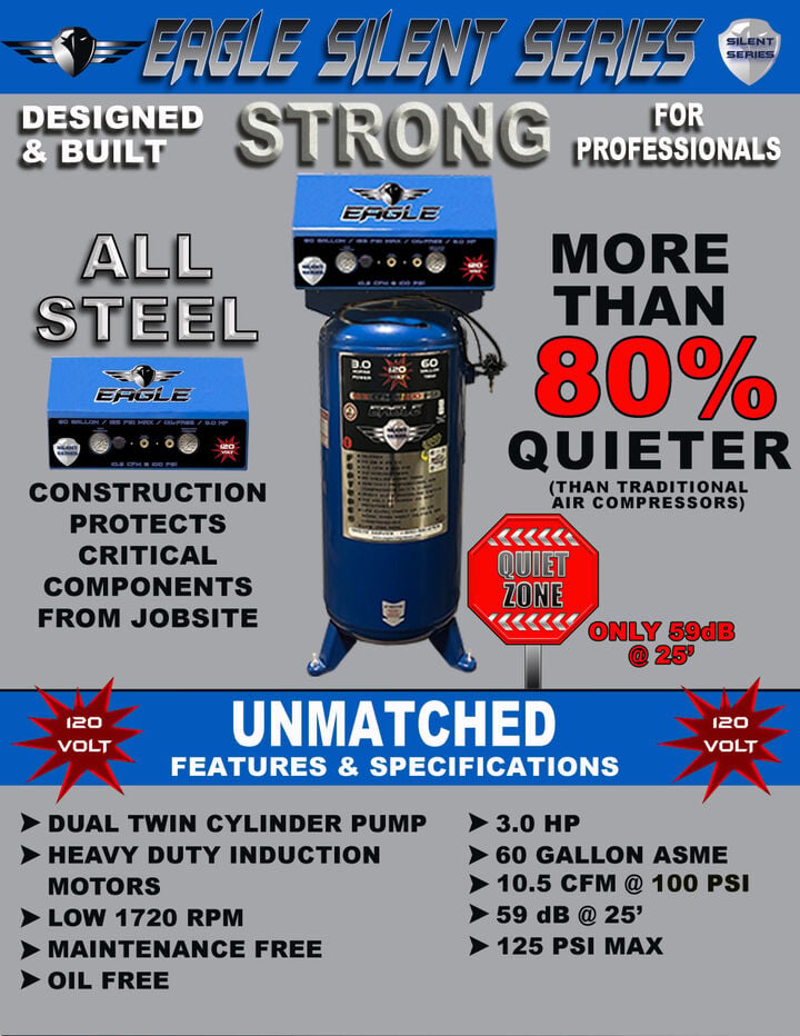 Eagle Compressor Silent Series Air Compressor 60 Gallon Electric Portable, large image number 7