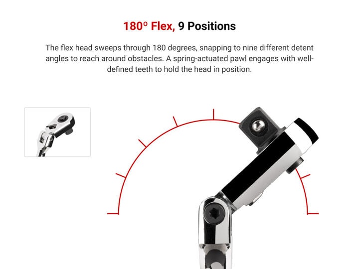 Tekton 1/2 Inch Drive x 14 Inch Flex Head Quick-Release Long Ratchet, large image number 2