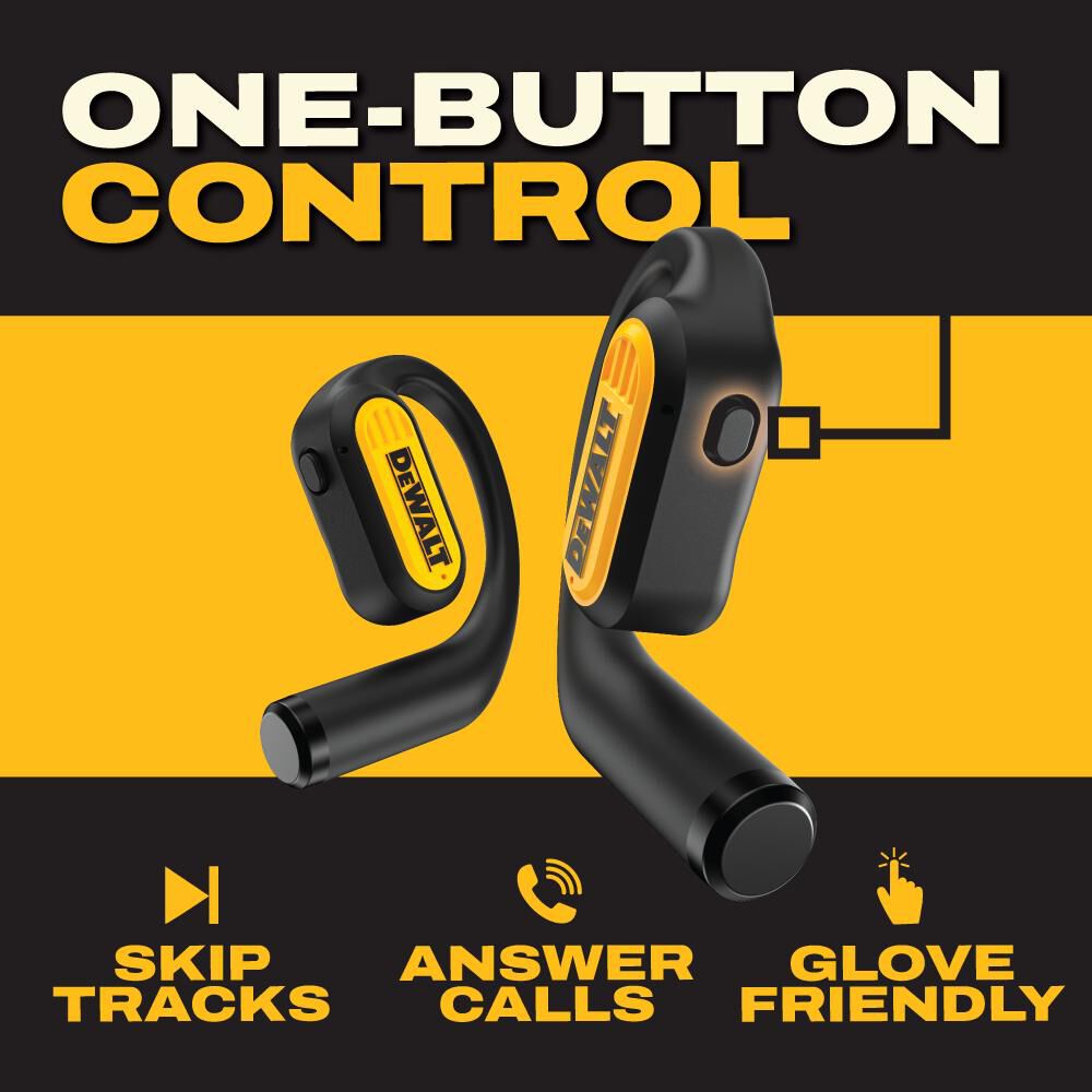 DEWALT Heavy Duty Open Ear Bluetooth Earbud with Charging Case, large image number 8