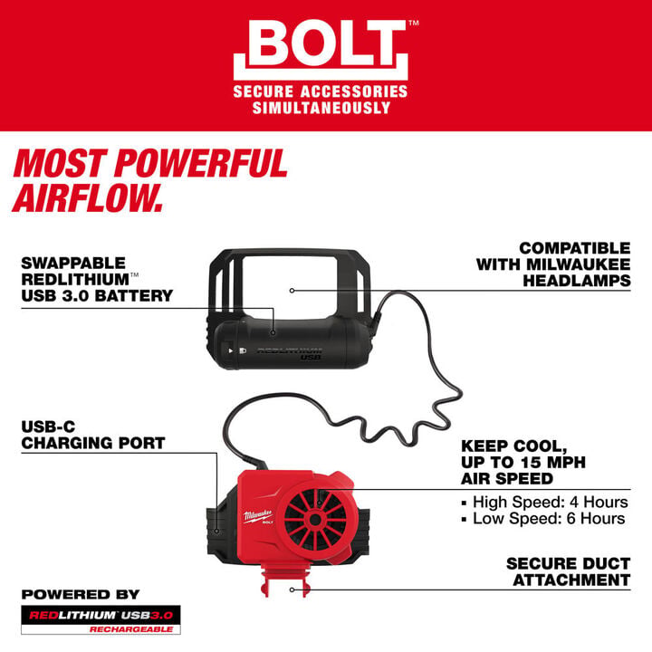 Milwaukee BOLT REDLITHIUM USB Cooling Fan, large image number 4