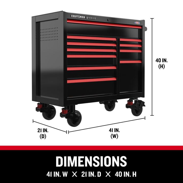 CRAFTSMAN V-SERIES 41 Inch Wide 11-Drawer Rolling Tool Cabinet, Black, large image number 9