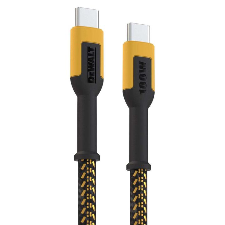 DEWALT 100W 6 Ft. Black/Yellow Type C to Type C Braided Cable
