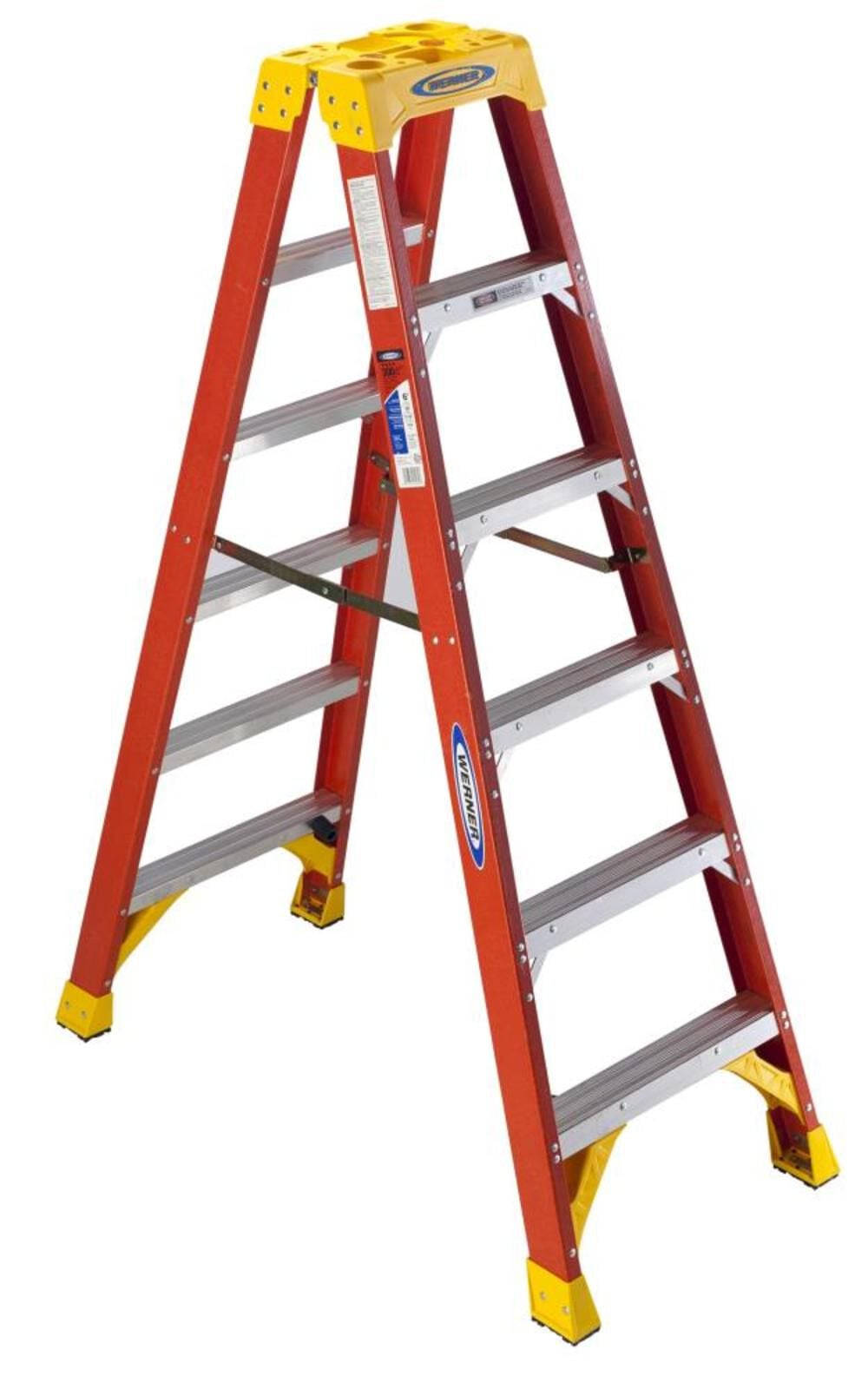 Werner 6-ft Fiberglass 300-lb Type IA Twin-Step Ladder – T6206
