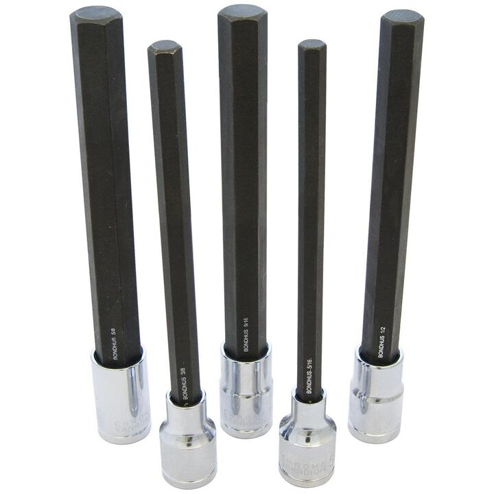 Bondhus Set of 5 6 Inch Socket Bits with Sockets