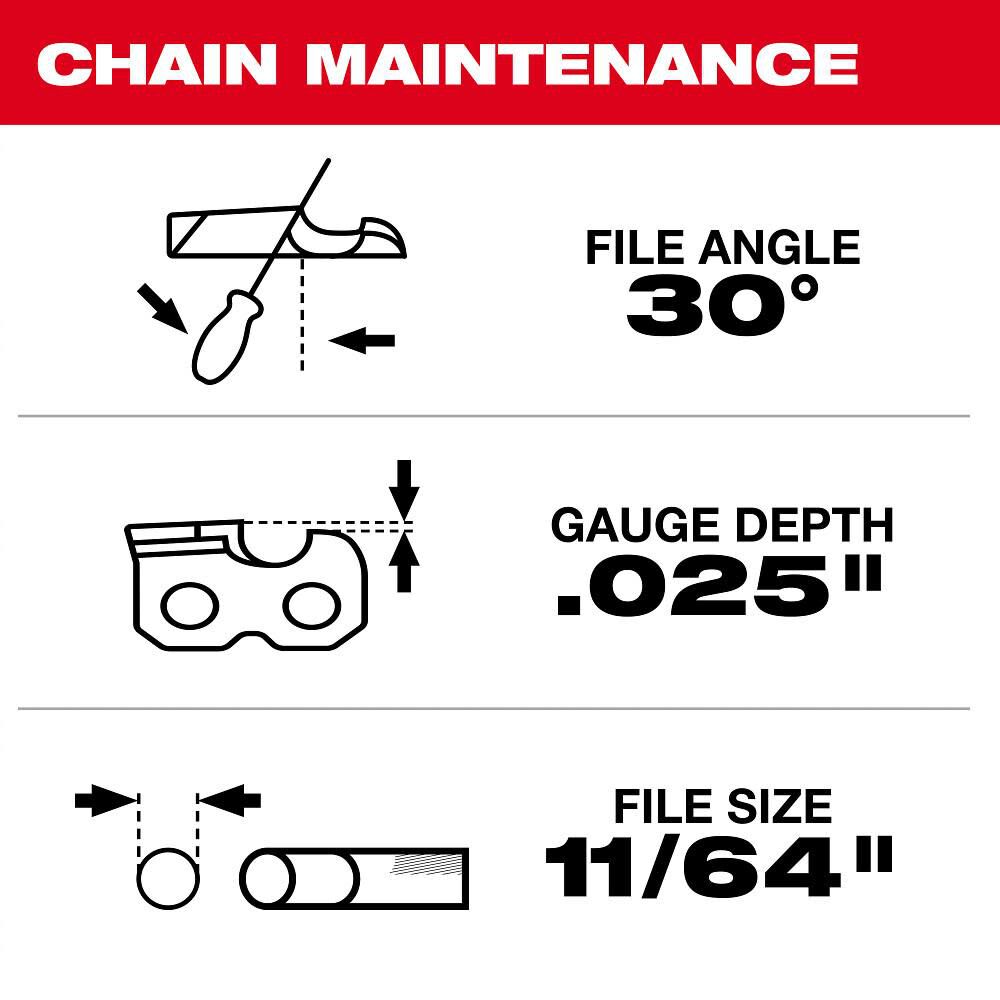 Milwaukee 16 In. Chainsaw Chain (3 Pack) 49 16 2715 49 16 2715 49 16 2715 - Foto 5
