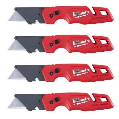Milwaukee 4pk FASTBACK Folding Utility Knife with Blade Storage