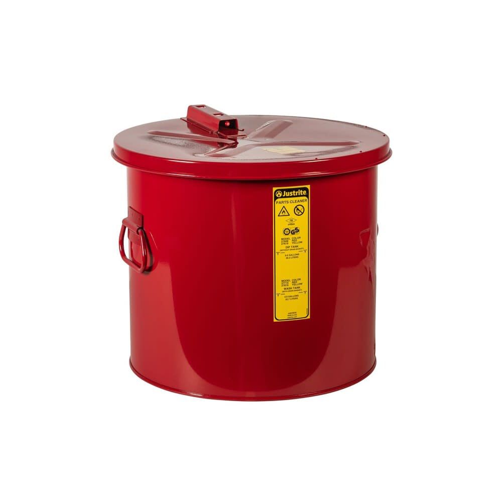 Justrite 8 Gallon Red Steel Dip Tank for Cleaning Parts, large image number 2