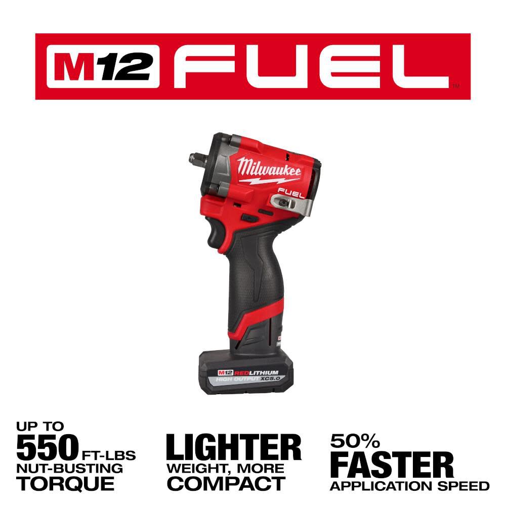 Milwaukee M12 FUEL Stubby 3 8 Inch Impact Wrench Kit 2562 21 Acme Tools