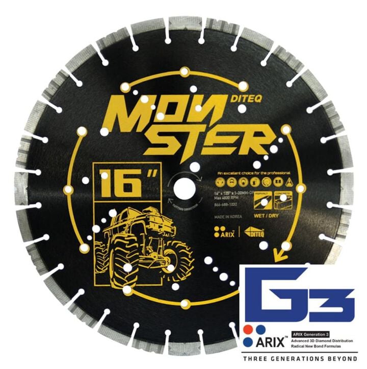 Diteq Monster 18 Inch Super Premium Segmented Turbo Rim Diamond Blade for Concrete, Asphalt, and Green Concrete
