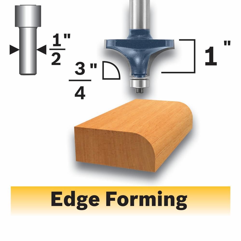 Bosch 3/4in x 1in Carbide Tipped Roundover Router Bit, large image number 1