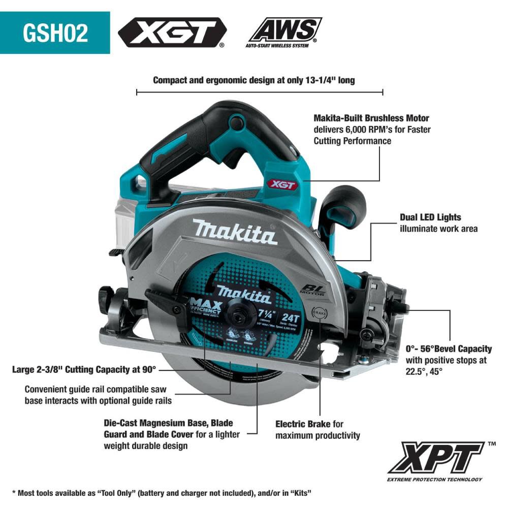 Makita 40V max XGT 7 1/4in Circular Saw 7 1/4in (Bare Tool