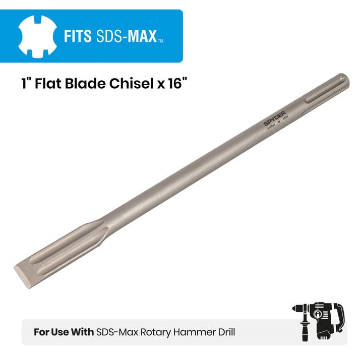Spyder 1 Inch W x 16 Inch SDS-Max Fluted Flat Chisel Bit, large image number 4
