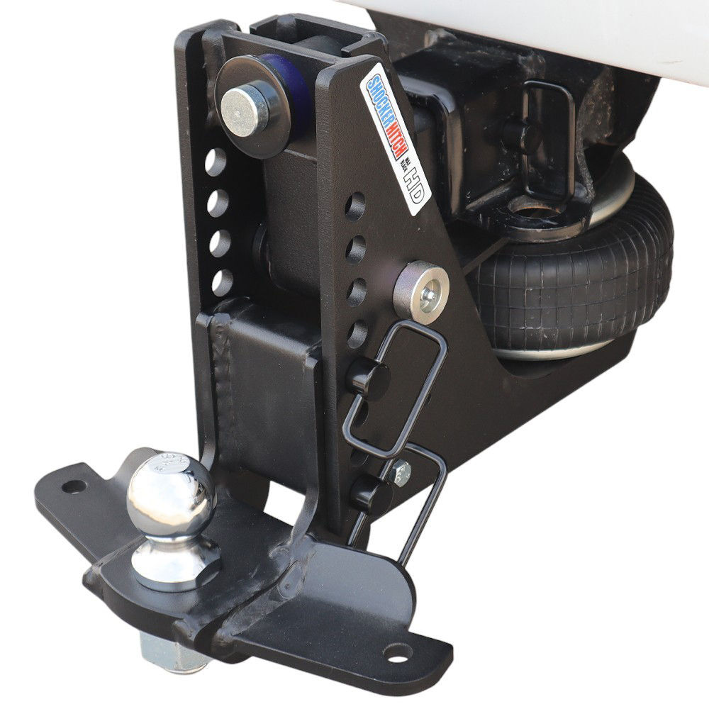 Shocker Hitch HD 20K Max Black 2.5 Inch Air Receiver Hitch & Drop Sway Bar Tab Ball Mount 2 Inch Hitch Balls, large image number 1